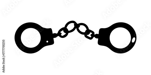Handcuffs black silhouette vector, black and white silhouette, vector and illustration isolated on white background.