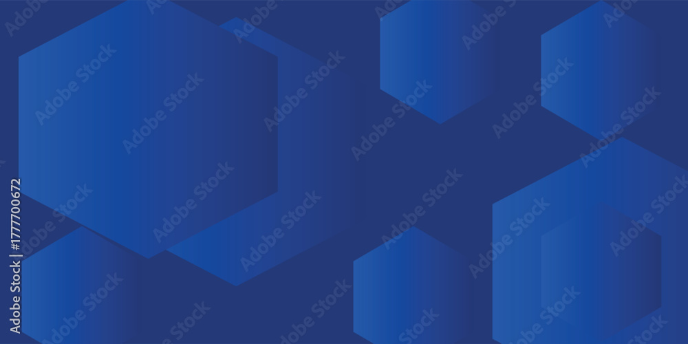 Obraz premium Modern abstract blue background with glowing geometric lines. Blue gradient hexagon shape design. Futuristic technology concept.