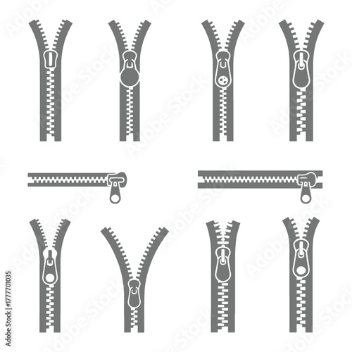 Collection of Zipper Icons and Symbols