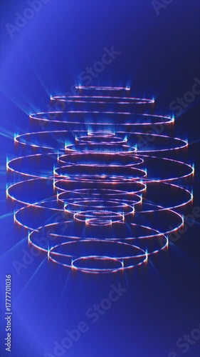 A three-dimensional spiral made of light pulses spins gently against a rich blue backdrop. Vertical wallpapers for phones.