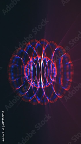 Abstract glowing light trails intertwine and pulse, creating a spherical shape. Vertical wallpapers for phones.