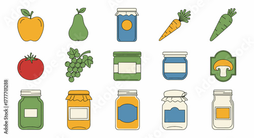 Organic Food and Healthy Products Set