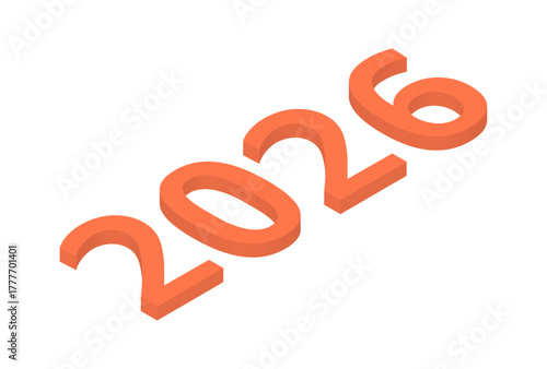 3D Isometric Number 2026 New Year Illustration