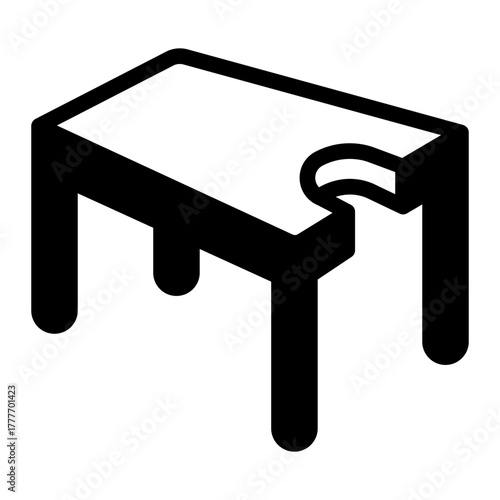 Therapy bed with cutout for human head solid icon, spa salon concept. Vector graphics. Bed of massage therapy, furniture sign on white background, style icon mobile or web design.