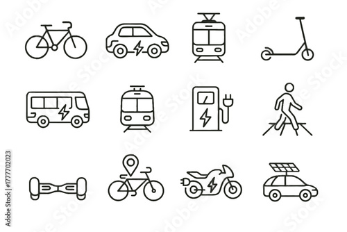 Path charging bike icon tram shared vector bicycle eco electric icons car
