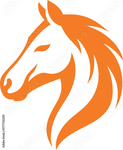Orange Horse Head Profile on White Background equine, Stylish orange horse head logo vector art