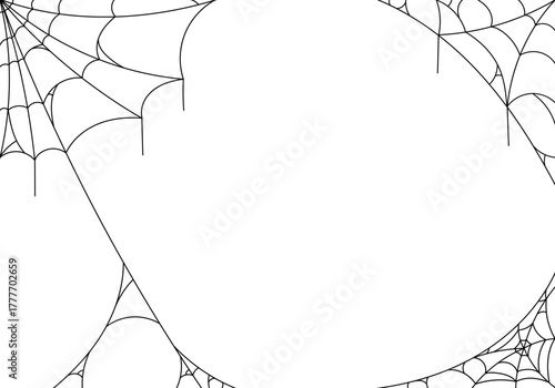 Creepy spider web background. Web frame. Halloween textures.