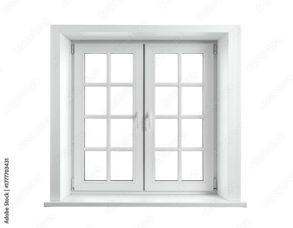 Fototapeta premium White double-pane window with framed panes
