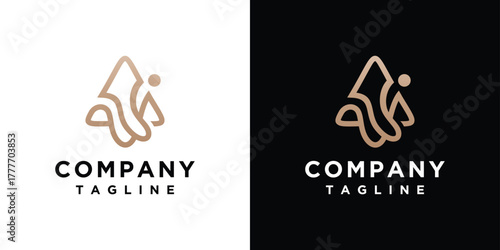 monogram letter logo is made with lines, a design for a luxurious, elegant and simple business.	
