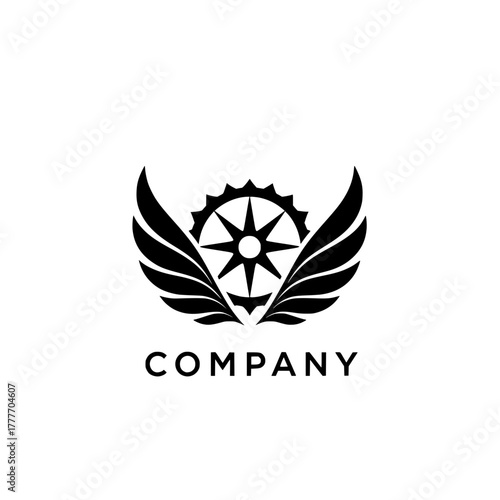 Creative Logo Design Gear with Wings - Representing Innovation and Progress for Your Business