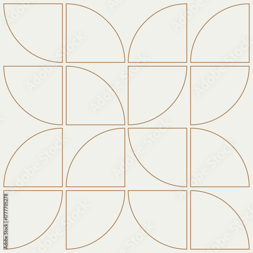 Graphical shapes of quarter circles in light brown shades for wall décor, textiles and interior design.