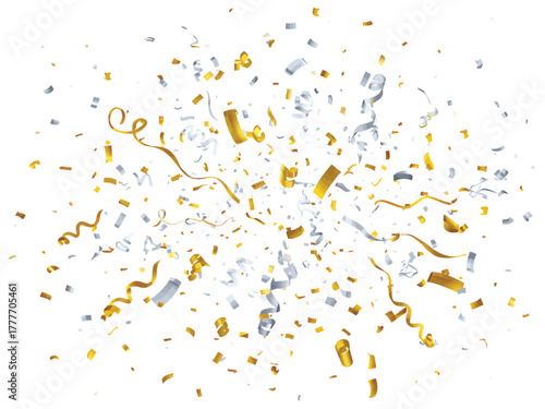 Celebration Burst of Gold and Silver Confetti