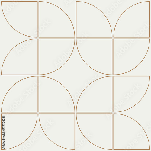 Graphical shapes of quarter circles in light brown shades for wall décor, textiles and interior design.