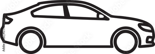 Adobe Illustrator Artwork Modern Sedan Car Outline Vector Icon - Automobile, Vehicle, Transport, Travel, and Automotive Design Symbol