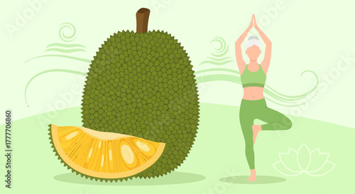 Healthy Living and Diet Promoting Yoga and Jackfruit For Wellbeing Together