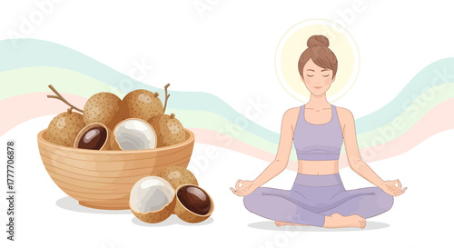 Healthy Living and Meditative Practices With Fresh Fruit and Peaceful Wellbeing