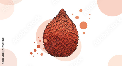 Illustrated Salak Fruit With Textured Skin and Decorative Abstract Background