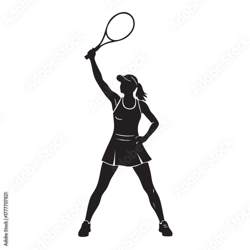 silhouette of a tennis player celebrating victory