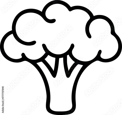 Minimal outline vector of a single broccoli floret icon