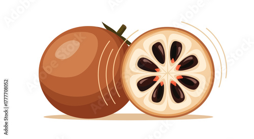 Illustration Of A Freshly Sliced Exotic Fruit With Detailed Seeds For Healthy Eating