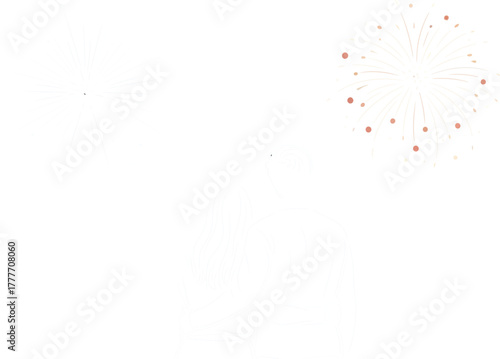 Couple embracing watching fireworks display in the night sky celebration event