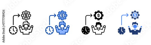 Efficiency icon set multiple style collection