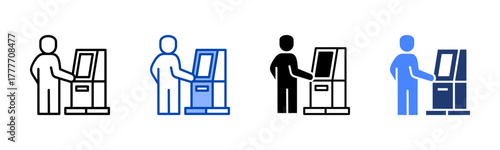 Kiosk icon set multiple style collection