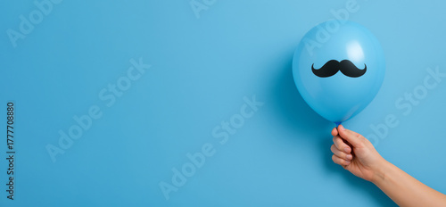 Men health awareness with moustache balloon against blue background © dvoevnore