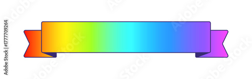 シンプルでポップなコピースペースのある虹色のリボン - フレームやバナー、装飾のデザインパーツ素材