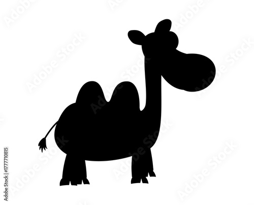 Camel in profile and with black shadow on white background - vector