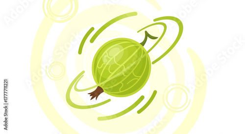 Illustration Of A Tasty Gooseberry And Swirling Conceptual Design On A White Background