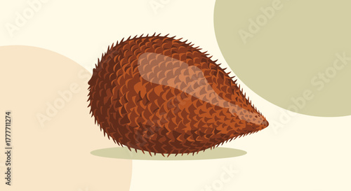 Illustration Of Salak Fruit With Brown Skin And Thorns Against Beige Background