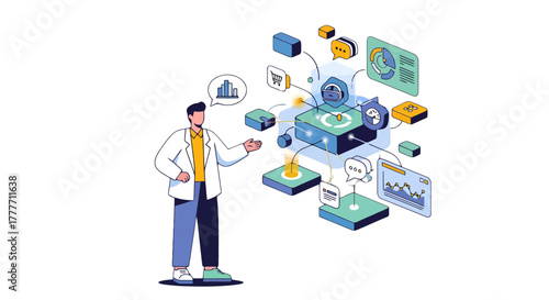 Innovative Data Analysis and Technology Presentation, Informative Illustration on Black