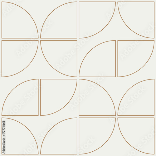 Graphical shapes of quarter circles in light brown shades for wall décor, textiles and interior design.