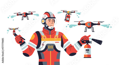 Innovative Firefighter Utilizing Drone Technology for Modern Firefighting Operations