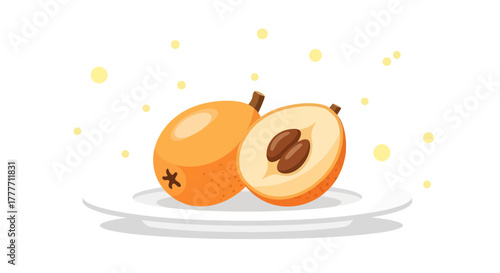 Illustration Of Fresh Loquats On A Plate Depicting Culinary And Edible Concepts