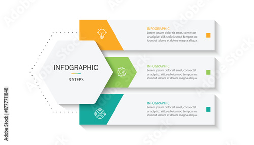 Business infographic template. 3 Step timeline journey. Process diagram, Infographic elements vector illustration.