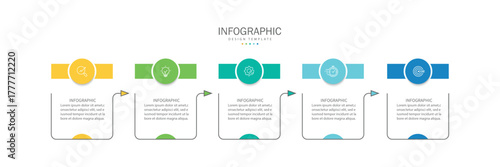 Vector infographic label template with icons. 5 options or steps. Infographics for business concept.