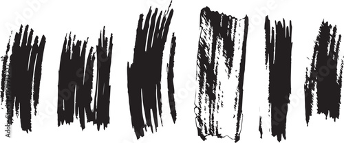 Brush set. Vector black paint brush spots, highlighter lines or felt-tip pen marker. Ink smudge abstract shape stains and smear set with texture