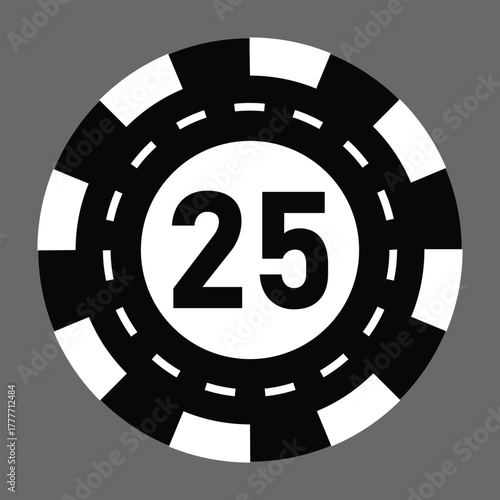 Poker chips icons vector set. Casino poker chip symbol. Gamble graphic elements collection. Gambling coins, tokens with card signs, poker chips.