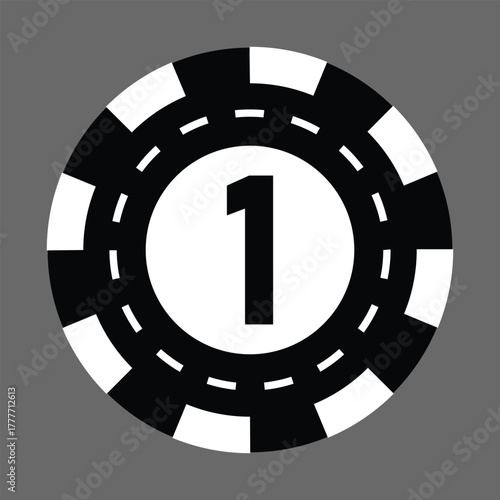 Poker chips icons vector set. Casino poker chip symbol. Gamble graphic elements collection. Gambling coins, tokens with card signs, poker chips.