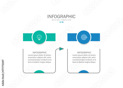 Vector infographic label template with icons. 2 options or steps. Infographics for business concept.