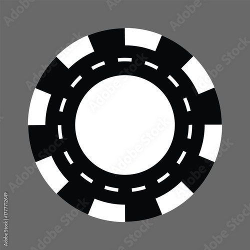 Poker chips icons vector set. Casino poker chip symbol. Gamble graphic elements collection. Gambling coins, tokens with card signs, poker chips.