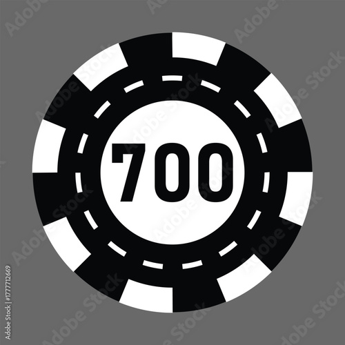 Poker chips icons vector set. Casino poker chip symbol. Gamble graphic elements collection. Gambling coins, tokens with card signs, poker chips.