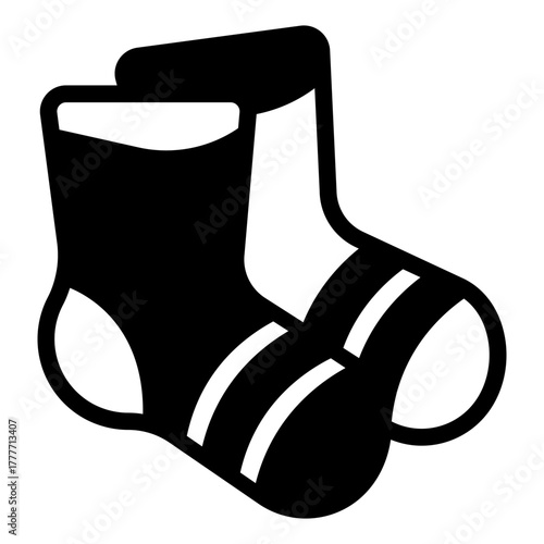 Socks pair solid icon, autumn footwear concept. Vector graphics. Warm knitted socks for foots, clothes sign on white background, style icon mobile or web design.