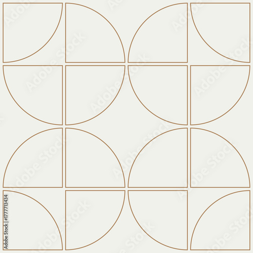 Graphical shapes of quarter circles in light brown shades for wall décor, textiles and interior design.
