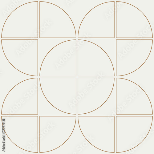 Graphical shapes of quarter circles in light brown shades for wall décor, textiles and interior design.