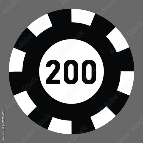 Poker chips icons vector set. Casino poker chip symbol. Gamble graphic elements collection. Gambling coins, tokens with card signs, poker chips.