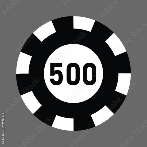 Poker chips icons vector set. Casino poker chip symbol. Gamble graphic elements collection. Gambling coins, tokens with card signs, poker chips.