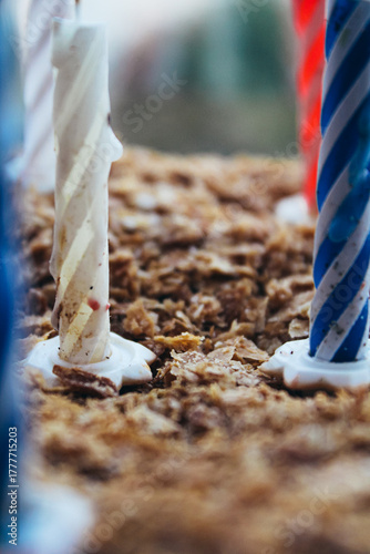 Wallpaper Mural Napoleon cake A delightful birthday cake adorned with candles is placed on a window sill Torontodigital.ca
